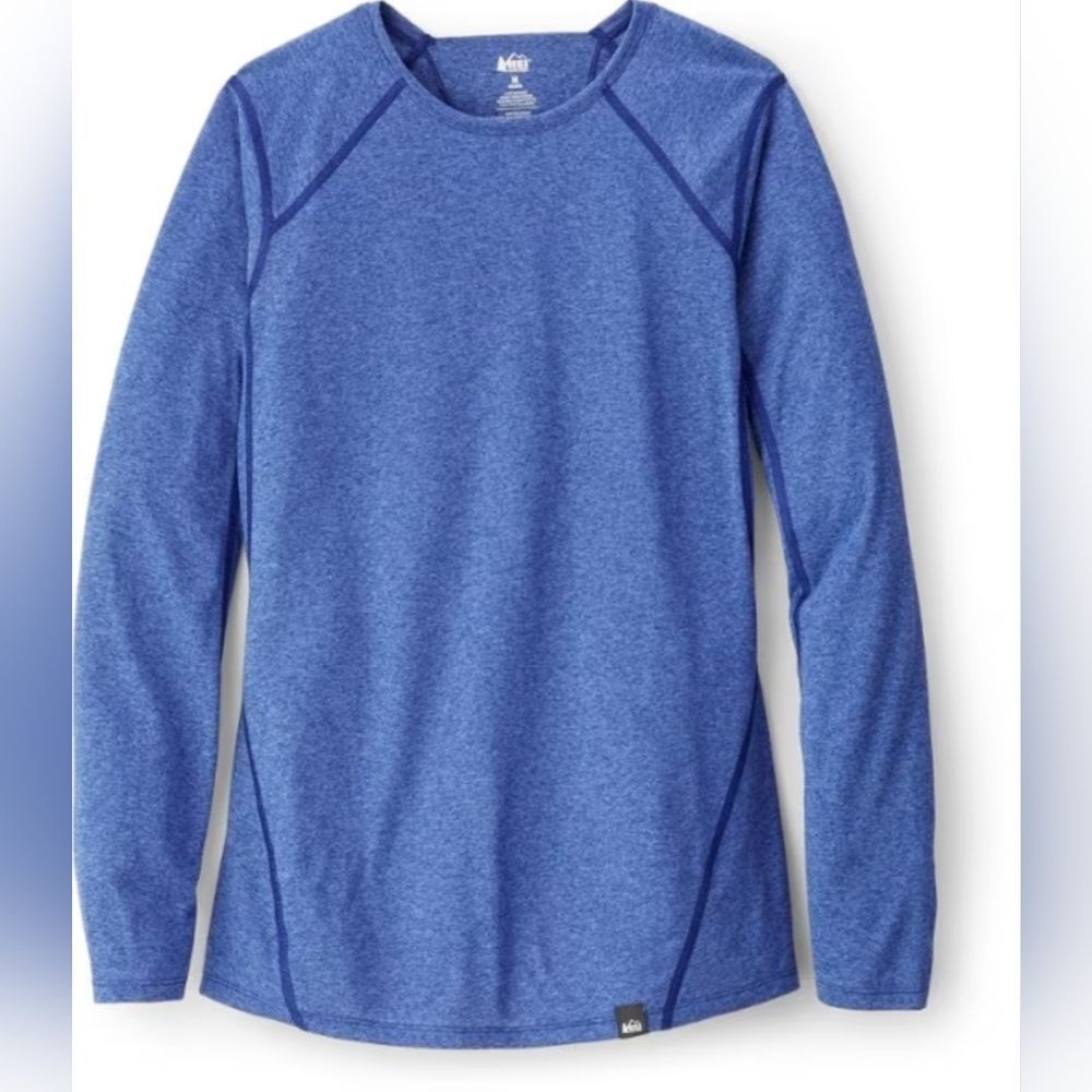 REI Co-op Women's Lightweight Base Layer Crew Blue Peri Heather